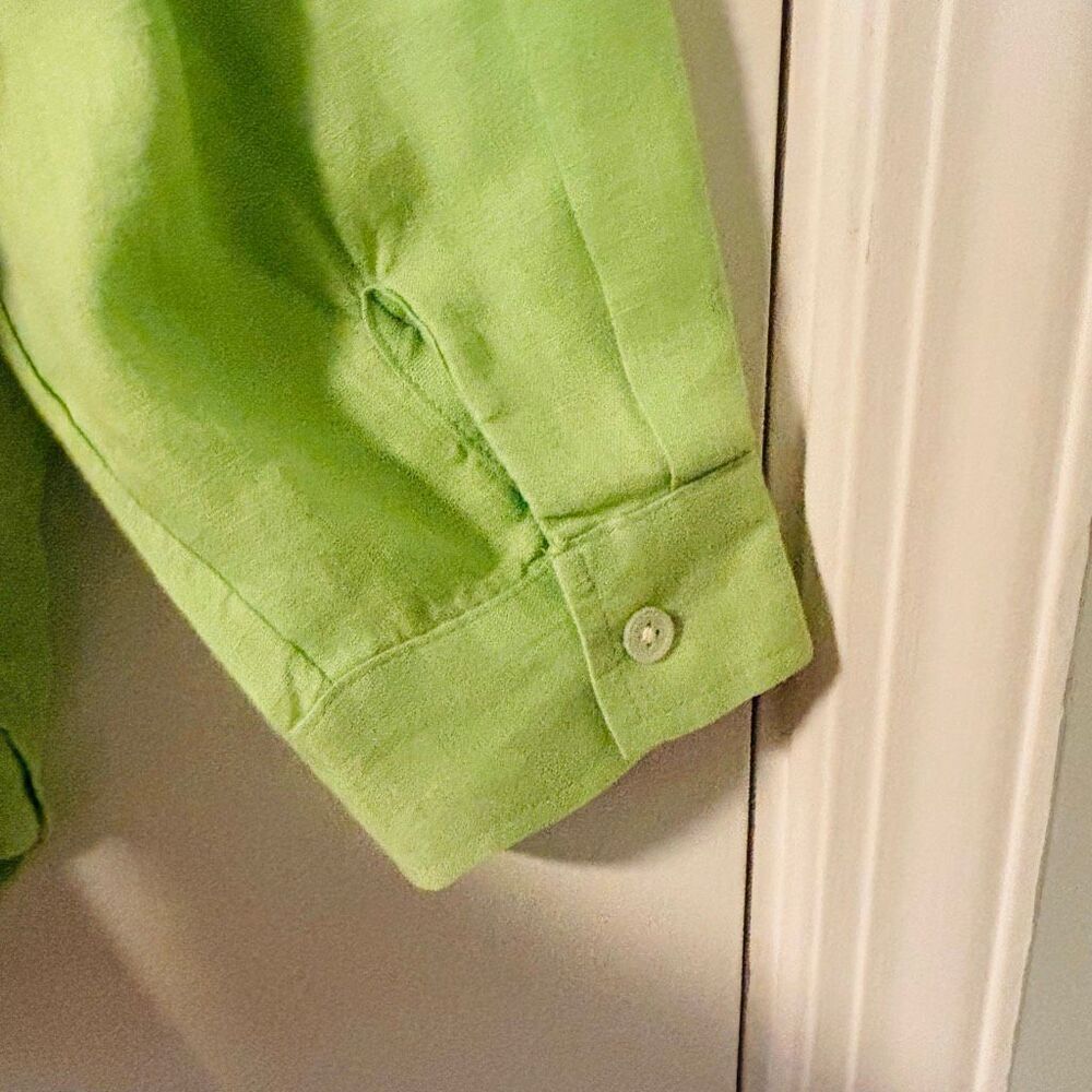 J. Jill L 100% linen summer weight spring green button front shirt - Picture 4 of 8